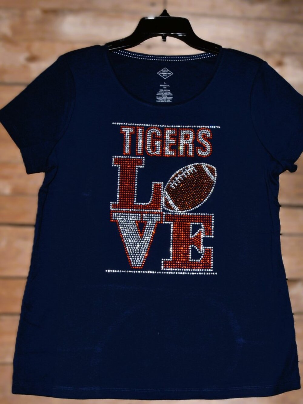 Tigers Football LOVE rhinestone short sleeve shirt XS S M L XL XXL 1X 2X 3X 4X5X
